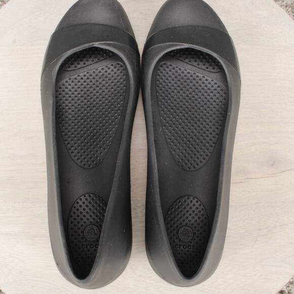 Crocs Ballet Flats Slip On Comfort Womens 9 Black Shoes - Picture 8 of 9